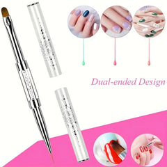 1PC Double-ended Nail Art Brush,Odorless Gel and Nail Design Tool,2-in-1 Polymer Gel Bru detail view