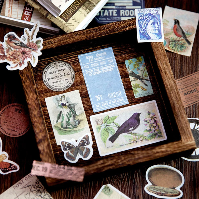 Vintage Collage Paper Stickers | 50 Sheets Retro Washi Tape Sticker Pack lifestyle view