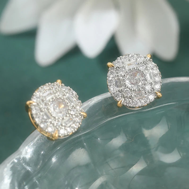 Fashion Simple Shiny Zircon Stud Earrings Helix Piercing Jewelry Flat Back Cartilage S close-up view