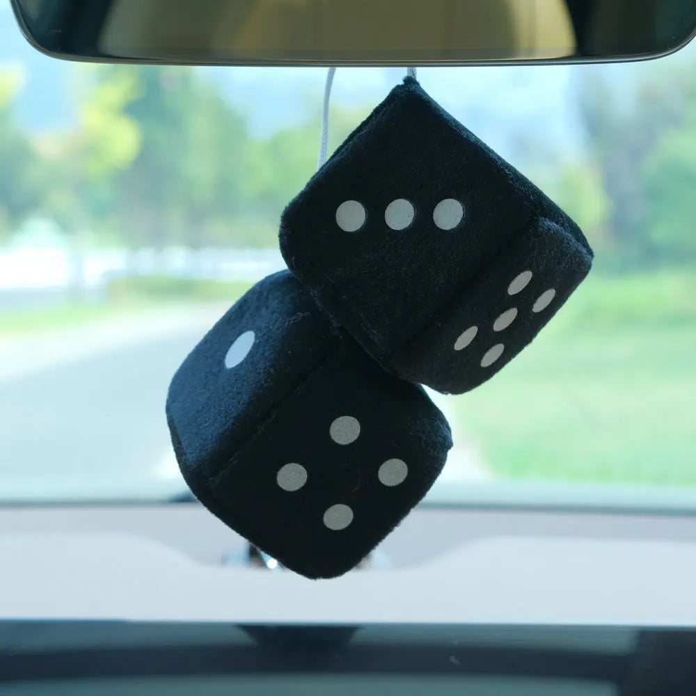 Plush Dice Car Pendant Cute Dice Jewelry Auto Rearview Mirror Hanging Ornament Car Inter detail view