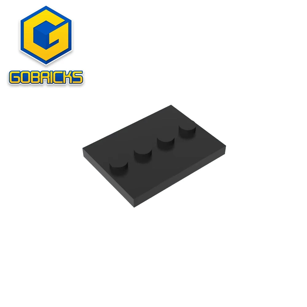 Gobricks GDS-980 Tile, Modified 3 x 4 with 4 Studs in Center | Compatible Building Block for DIY and