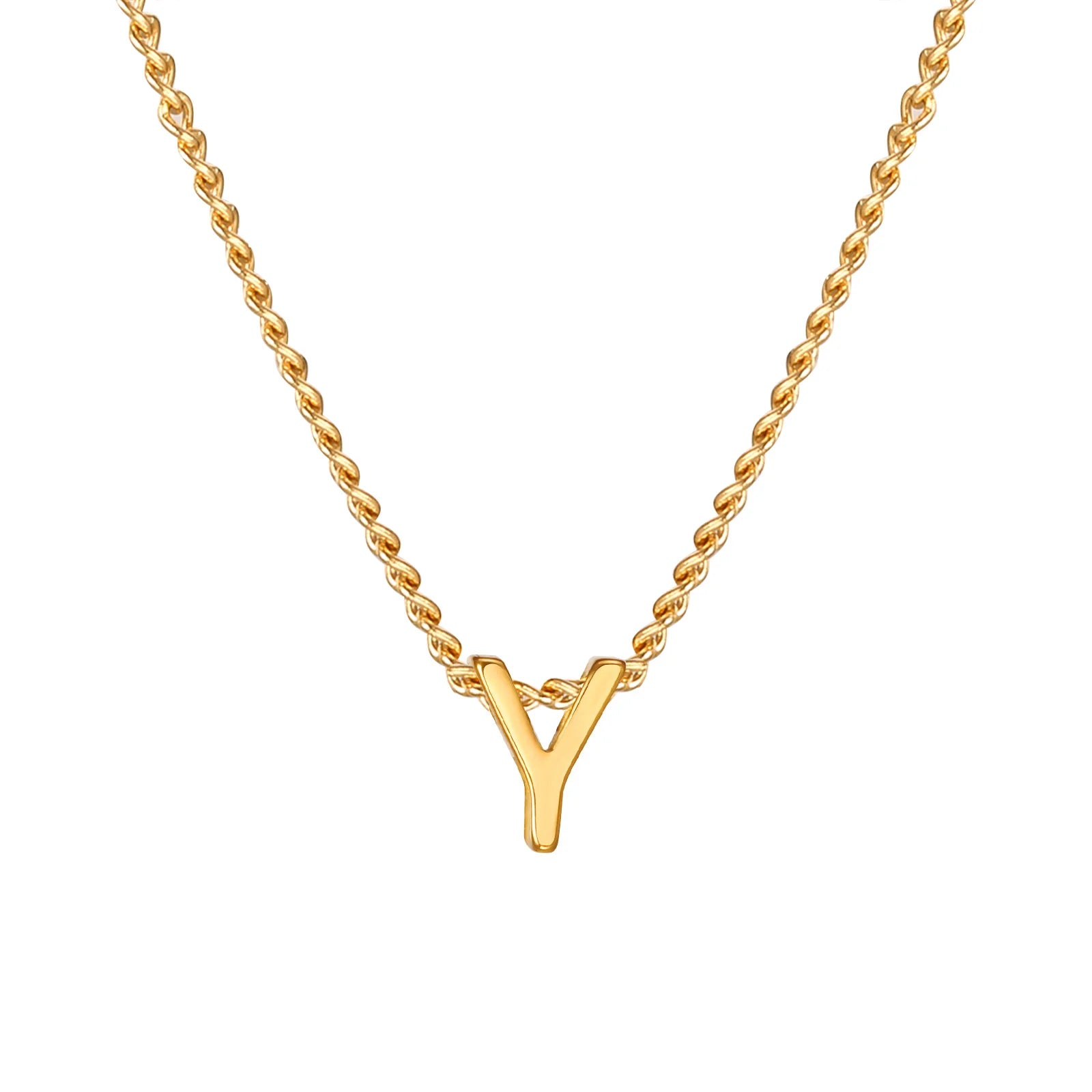 Vnox Chic Tiny A-Z Letters Necklaces for Women Girls, Gold Color Stainless Steel Initial detail view