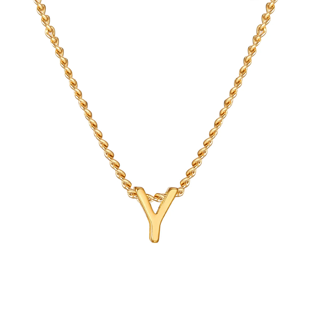 Vnox Chic Tiny A-Z Letters Necklaces for Women Girls, Gold Color Stainless Steel Initial detail view