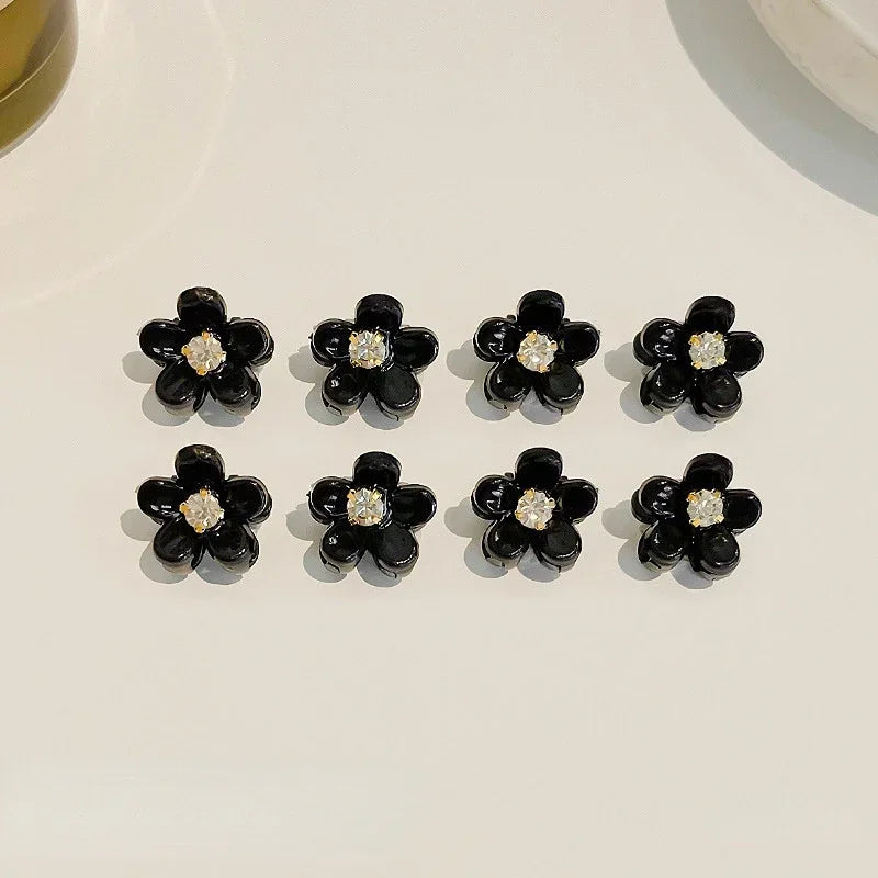 10pcs/set Girls Mini Floral Hair Claw Kawaii Pearl Rhinestone Hair Clip Claw Clamp Braid Headwear Women Kids Hair Accessories
