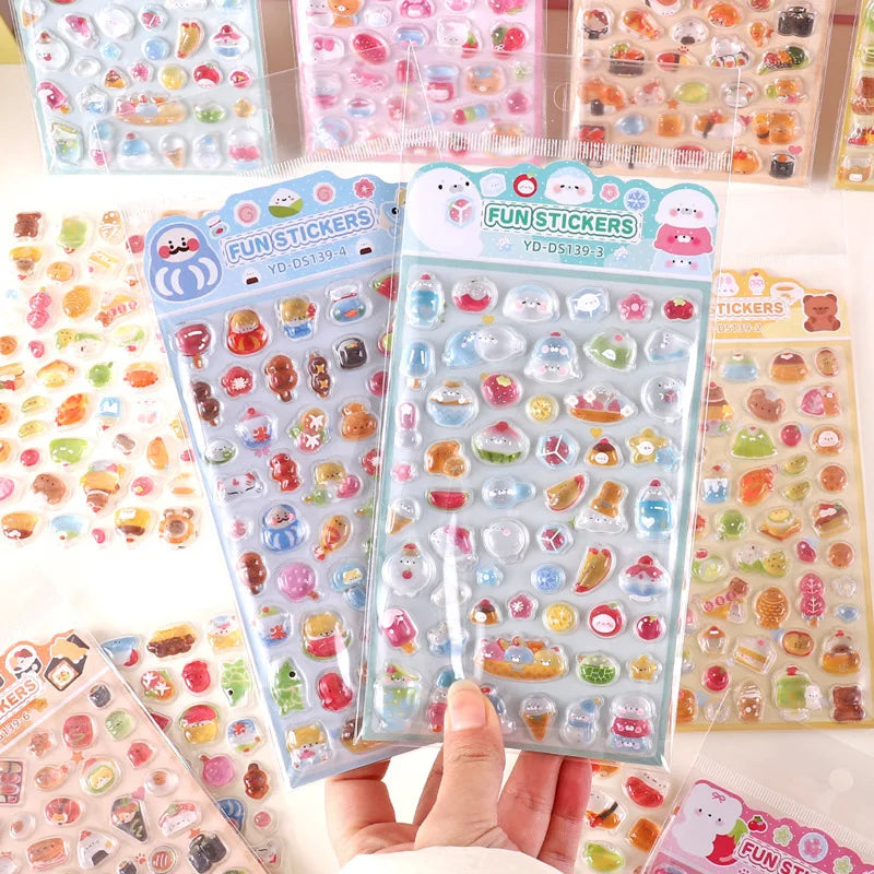 6-Style Japanese 3D Cute Stickers | Crystal Embossed Design for DIY Crafts alternate view