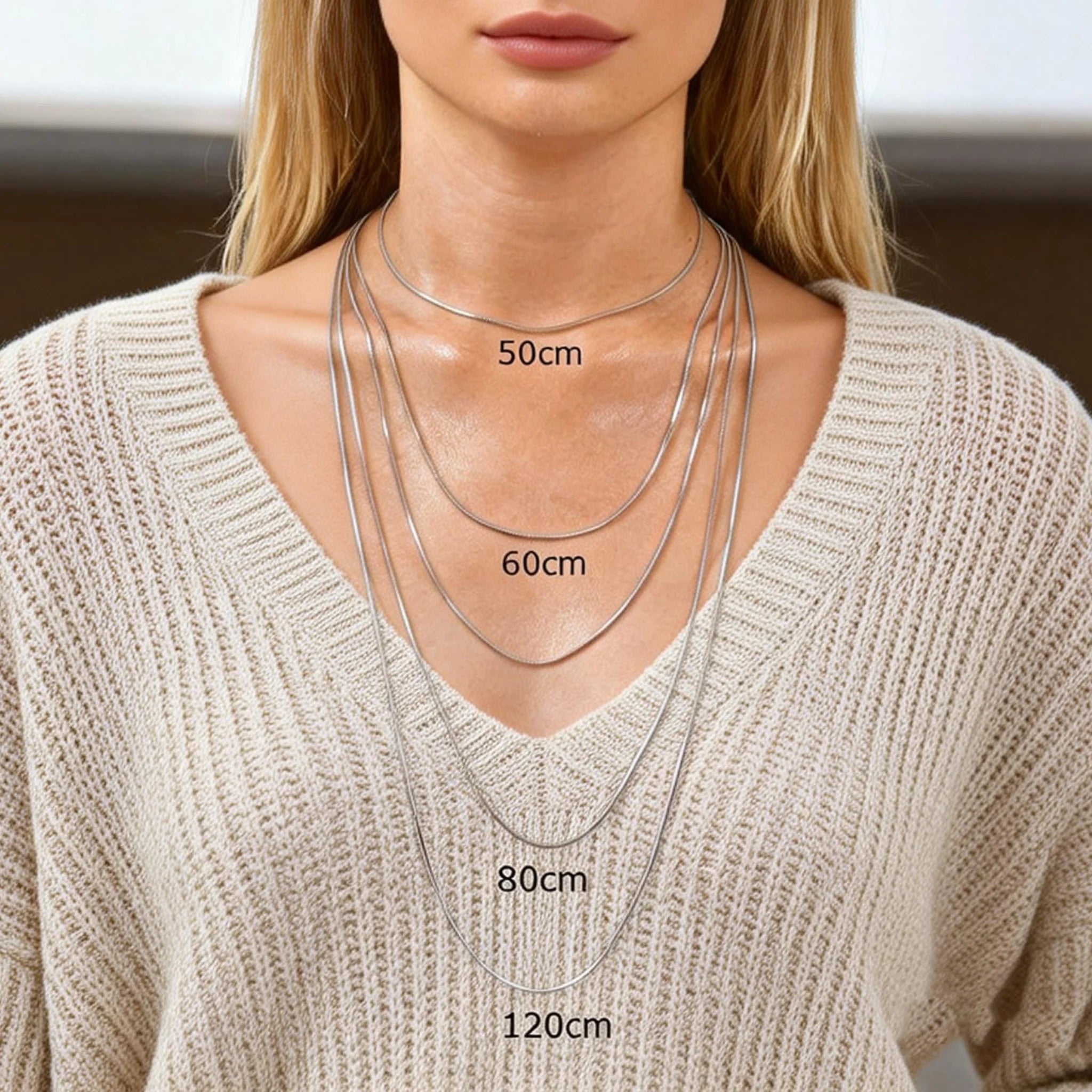 Stainless Steel Gold Square Snake Chain Necklace | Unisex Minimalist Jewelry alternate view