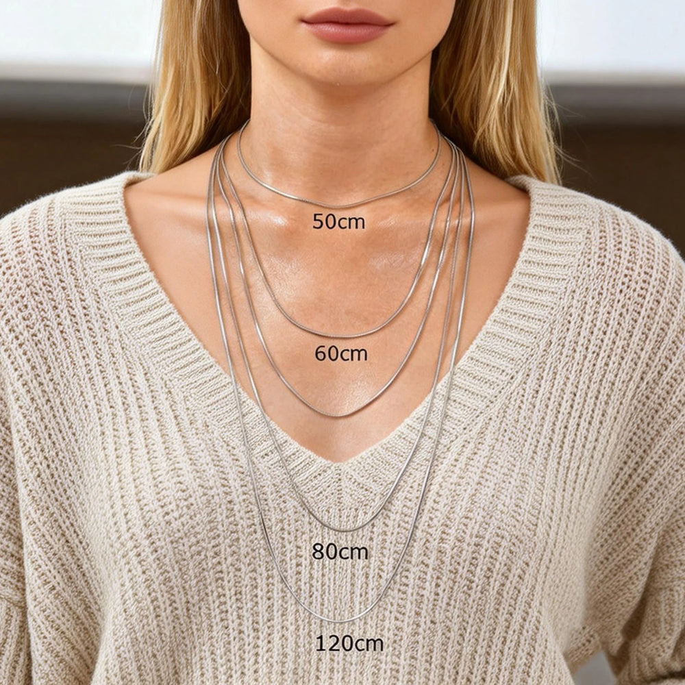 Stainless Steel Gold Square Snake Chain Necklace | Unisex Minimalist Jewelry alternate view