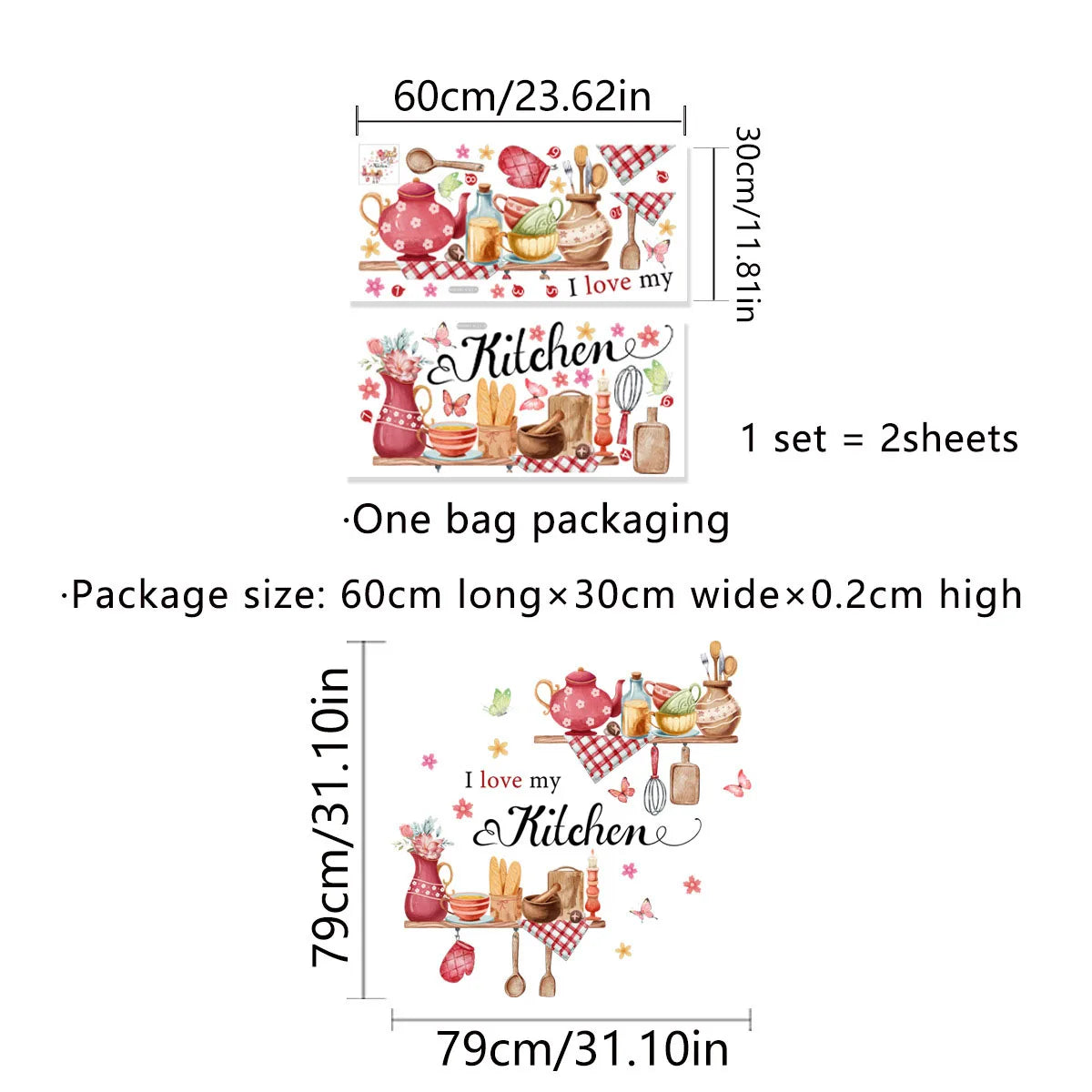 Butterfly Floral Wall Sticker | Kitchen Decor PVC Decal alternate view