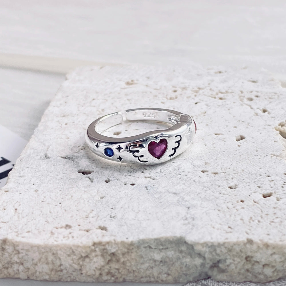 PANJBJ 925 Sterling Silver Pearl Irregular Ring for Women Shell Overlapping Hollow Sweet detail view