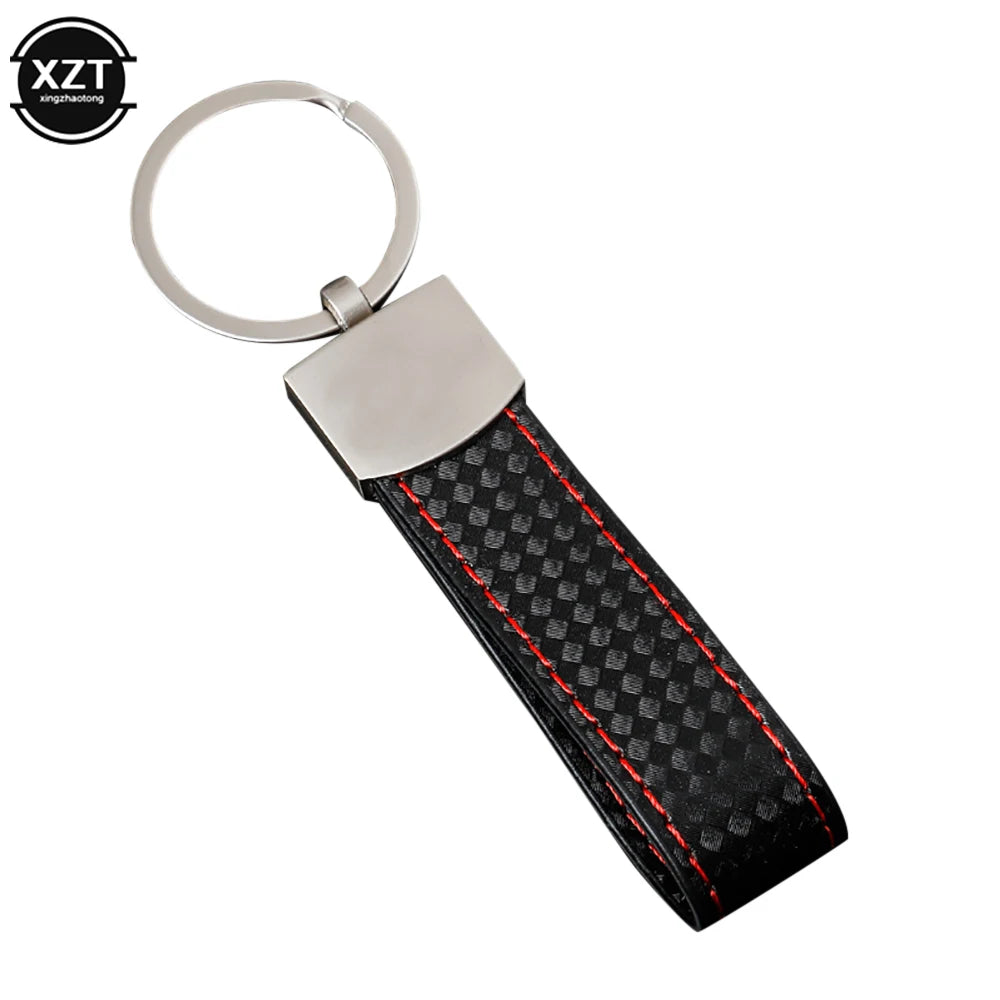 Fashion Black-Red Leather Car Keychain Key Ring | 3-Color Sports Keychain Pendant for close-up view