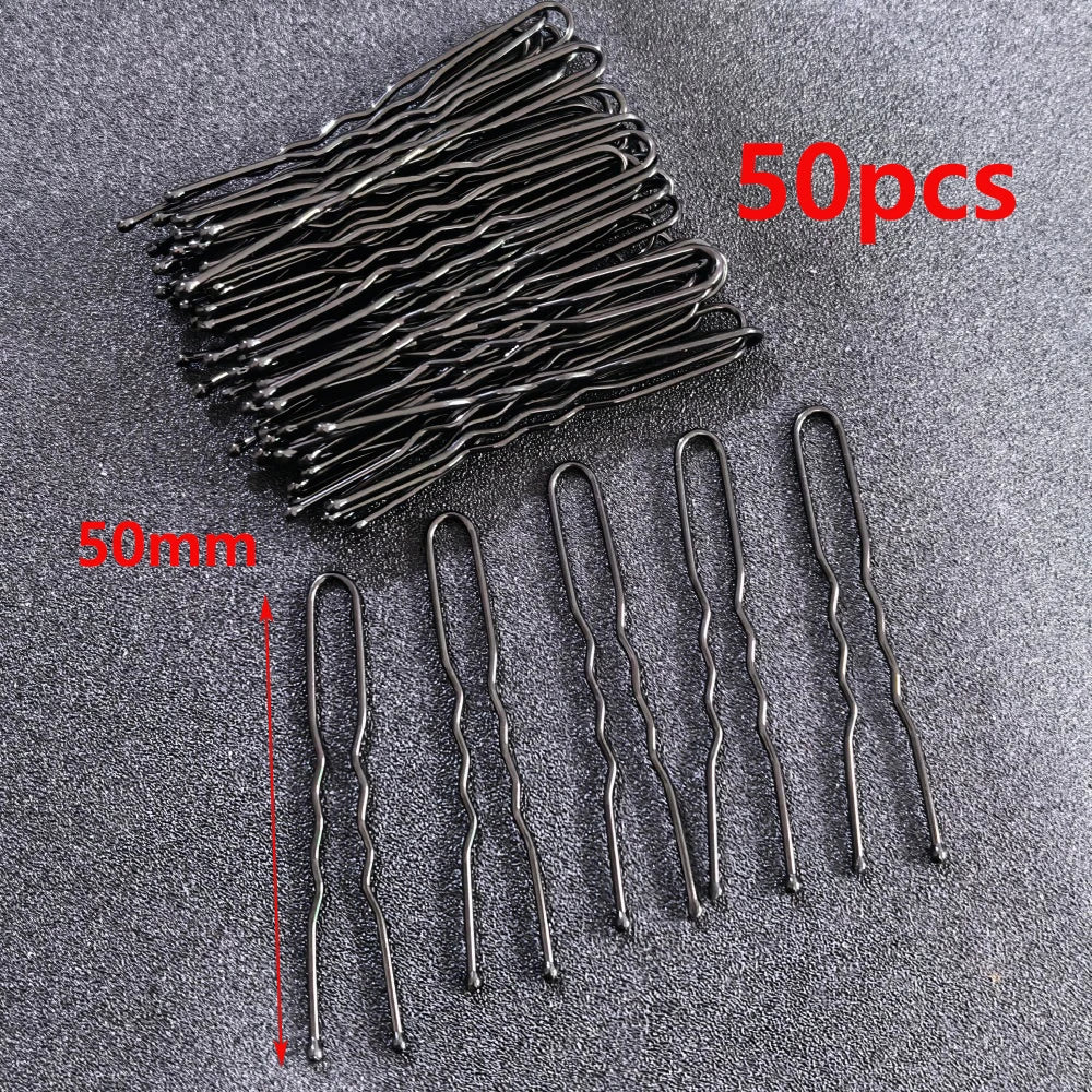 50pcs Silver Color Metal U Shaped Hair Clips Wedding Bridal Bobby Pins Alloy Waved Ha alternate view