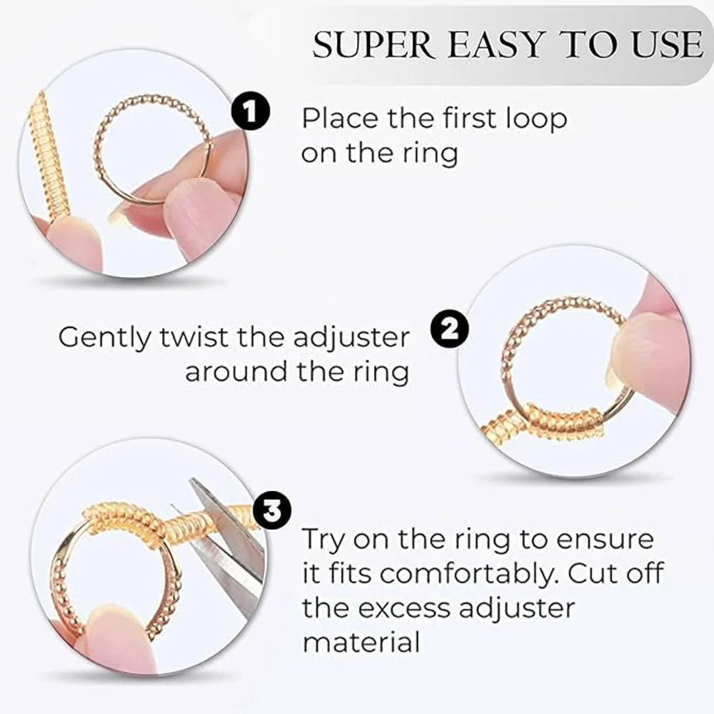 Ring Sizers for Loose Rings,Ring Adjuster for Loose Rings Women Men Rings Guards,Gold Silicone Ring Tightener,Invisible Metal Ri