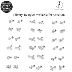 EVISPOL ASTM F136 G23 Titanium Tiny CZ Labret Lip Stud Earring for Women 16G Heart Cartilage Helix T