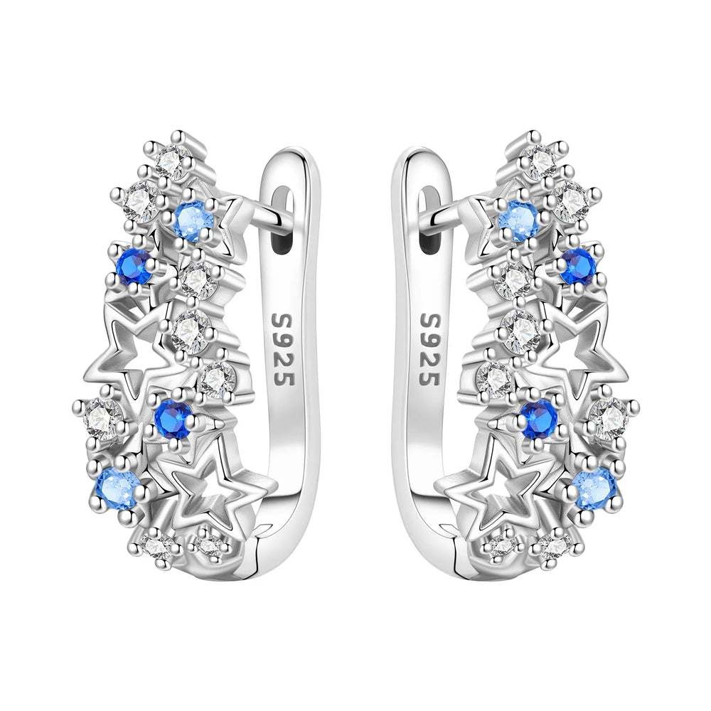 PANPOKI S925 Sterling Silver Purple Zircon Series Earrings Hoop Earrings For Women additional angle
