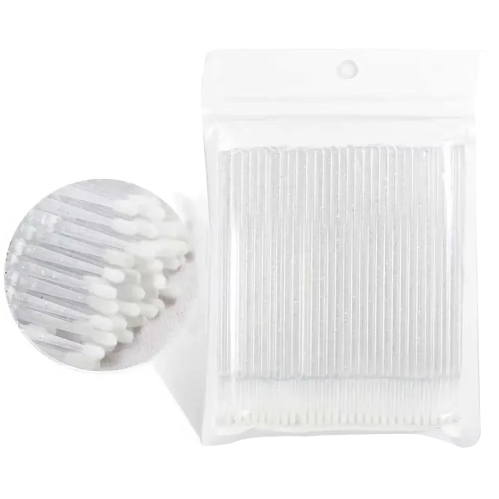 100PCS Micro Swab Applicator Eyelash Cleaning Brush Lash Extension Micro Brushes Cotton Swab Individual Eyelashes Removing Tool