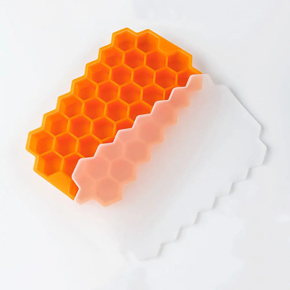 37 Grids Honeycomb Ice Cube Silicone Mold with Lid | Flexible Silicone Ice Tray for DIY detail view