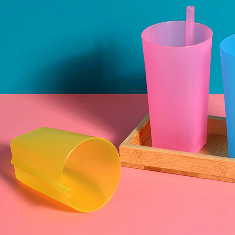 Children Infant Baby Sip Cup With Built In Straw Mug Drink Plastic Integrated Straw Cup Kids Water B