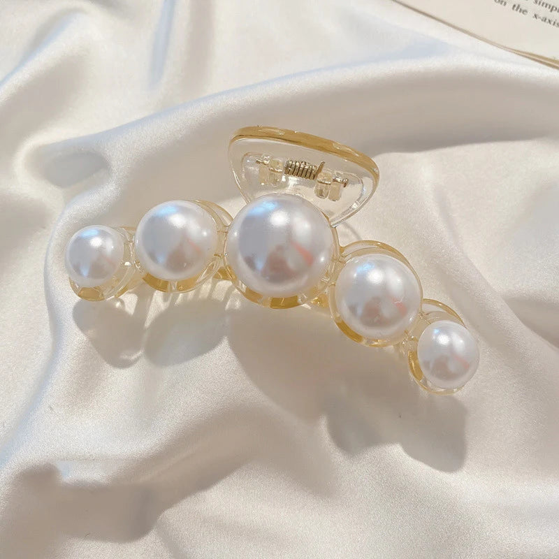 1/4pcs White Pearl Hair Clip Claw for Woman Korean Elegant Shark Clip Fashion Girl's Ponytail Clip Hair Accessories
