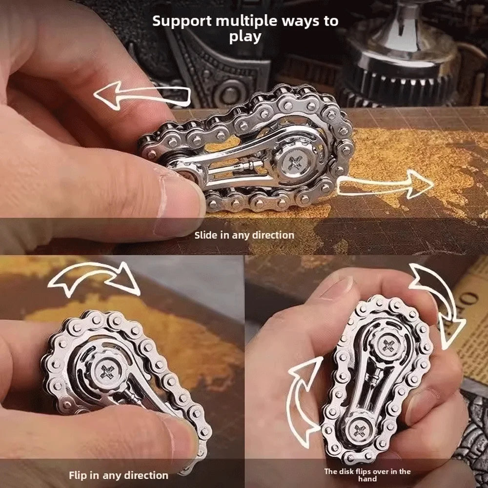 Metal Fidget Spinner Office Desk Toy | Stress Relief Gear Spinner for Adults close-up view
