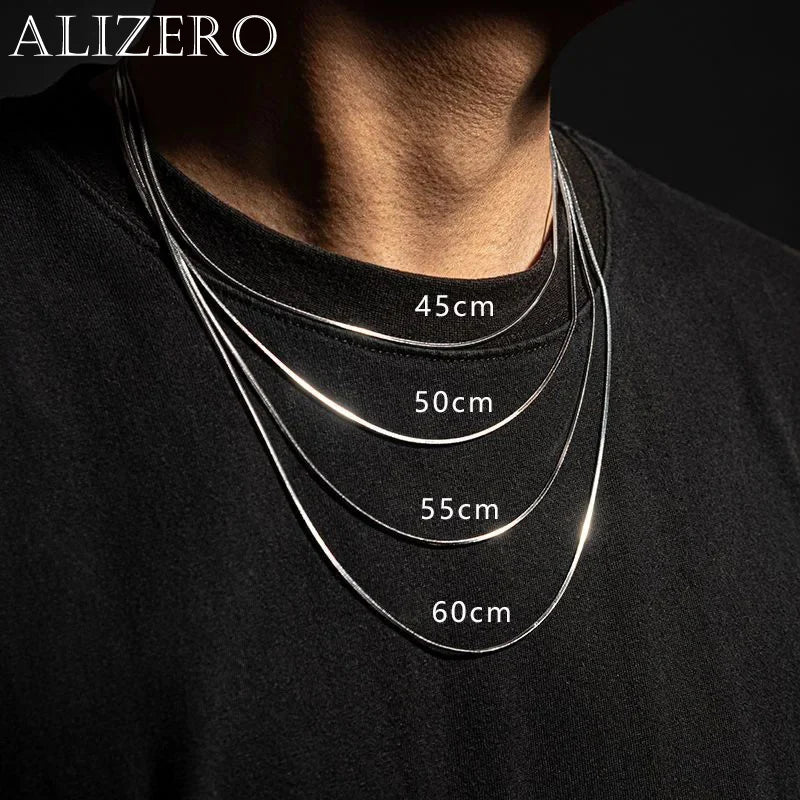 1Pcs Punk Hip-hop Snake Link Chain 925 Sterling Silver Necklace for Men Women Male Jewelry Gifts Cad