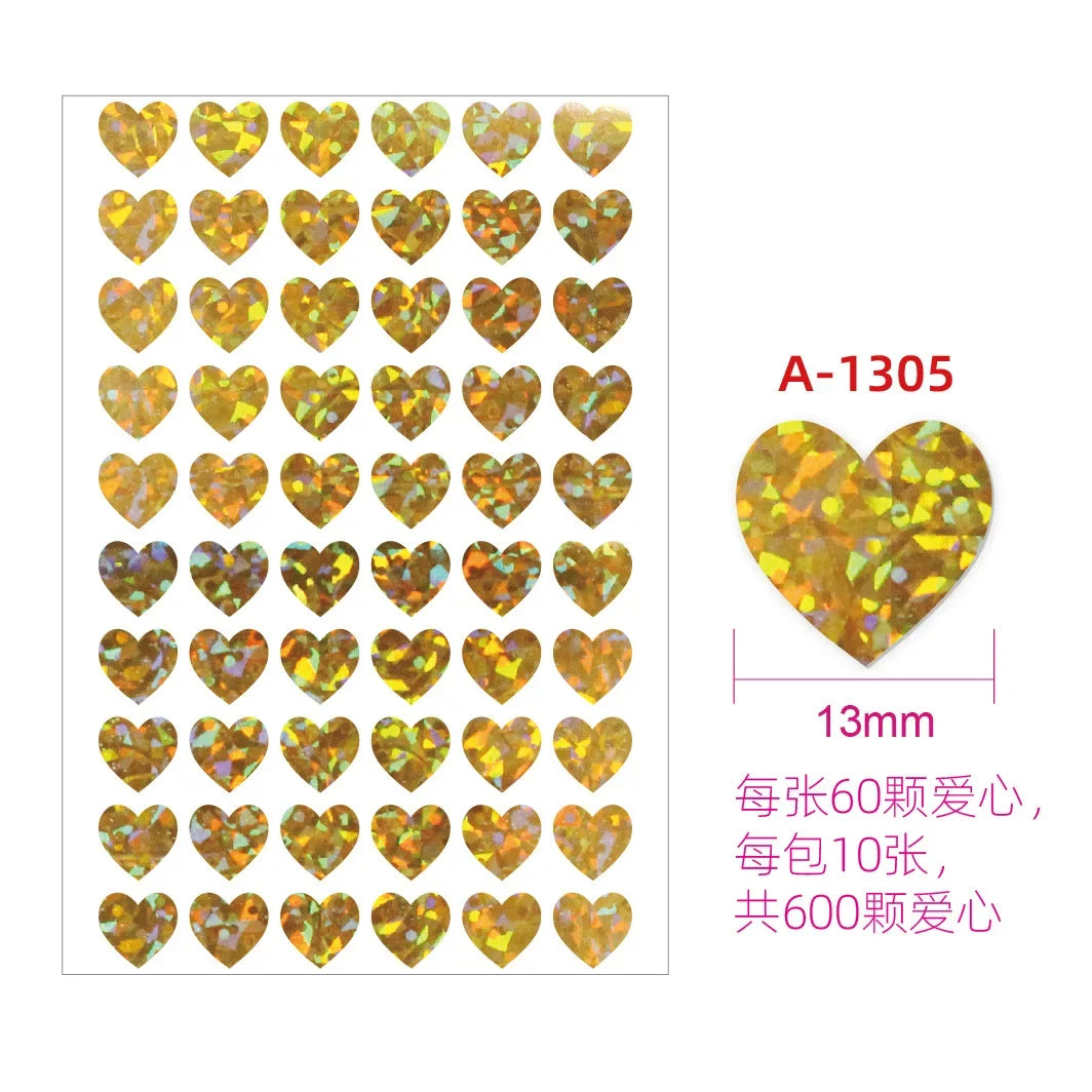 10sheet Glitter Heart Style Sticker for DIY Decor Scrapbook Journal 3MM Mini Heart Stick detail view