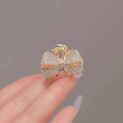 High-end Full Rhinestone Bow Small Hair Claw Princess Head Top Clip Temperament Mini Cli detail view