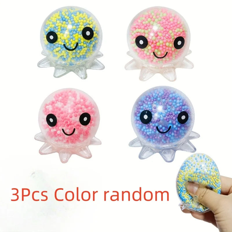 Glowing Squid Stress Toy | Glow in the Dark Squeeze Ball for Kids and Adults close-up view