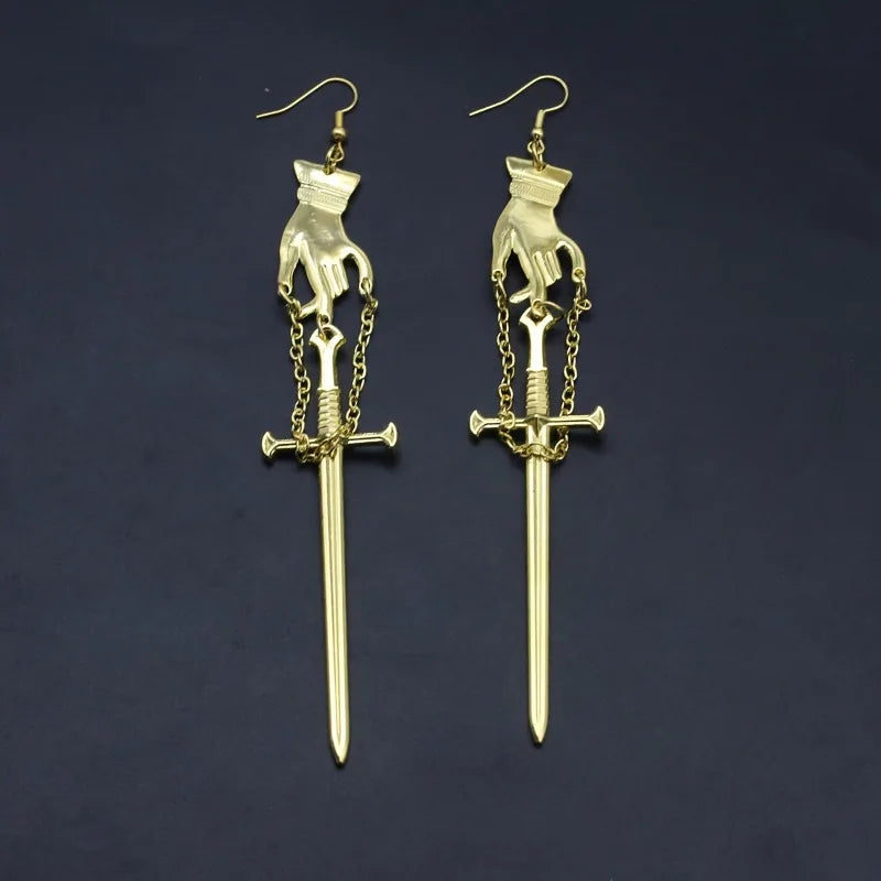 Sword Earrings for Women | Gothic Punk Drop Earrings alternate view