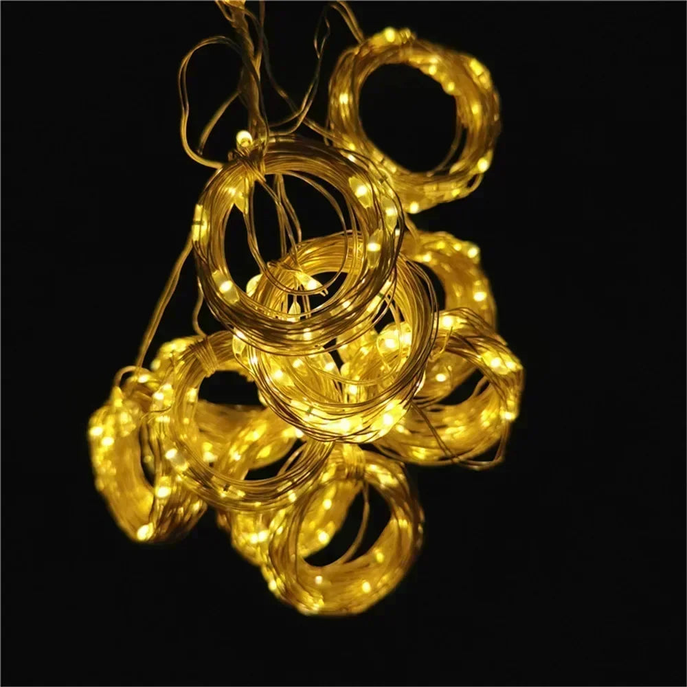 USB LED Curtain 8Modes Remote Control Lights Holiday Wedding Garland for Bedroom Li additional angle