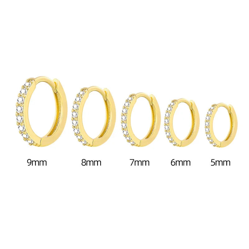 2PCS Stainless Steel Minimal Crystal Zirconia Hoop Earrings Gold Silver Color Small H lifestyle view