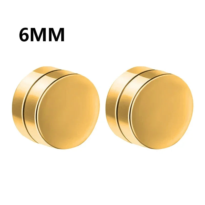 1Pairs Crystal Strong Magnetic Ear Stud Clip Earrings for Men and Women Punk Round Zir close-up view