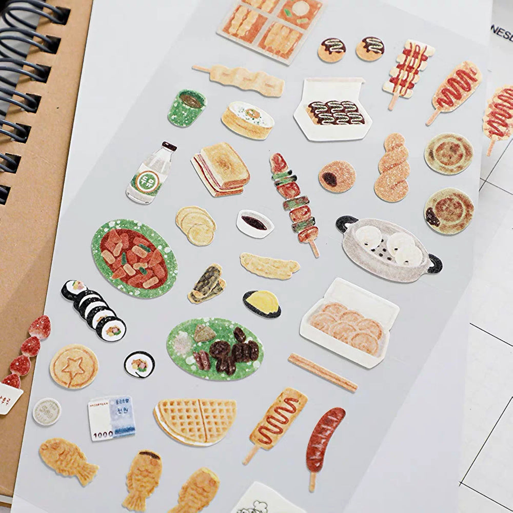 Korean Food Sticker Pack for Scrapbooking | Suatelier Street Food Art Stickers alternate view