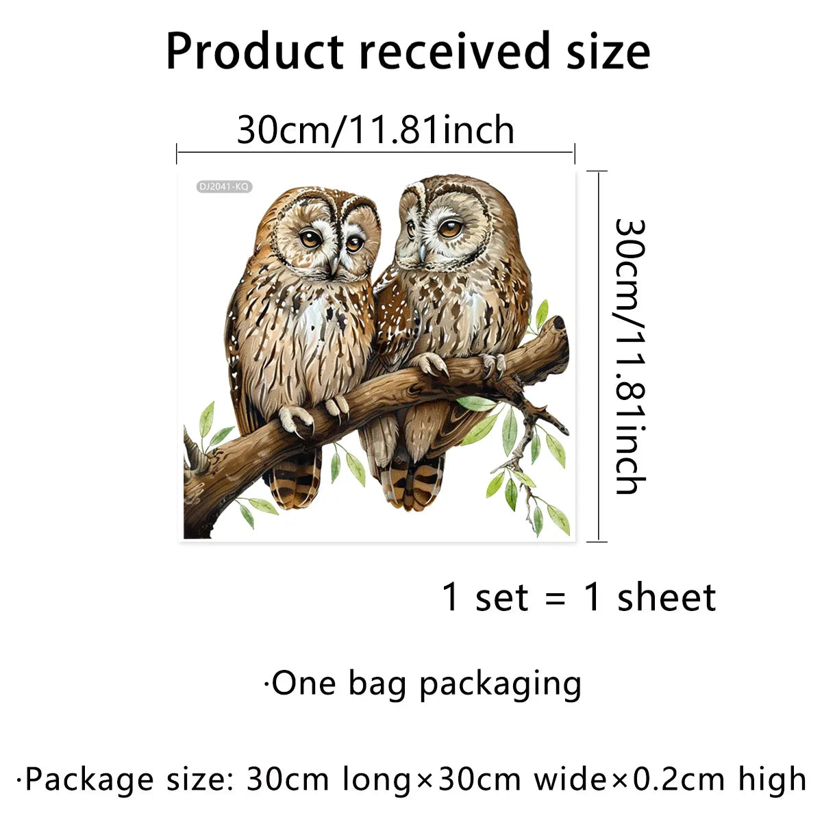 Owl Flower Branch Wall Stickers | Self-Adhesive Animal Wall Decals for Living Room additional angle