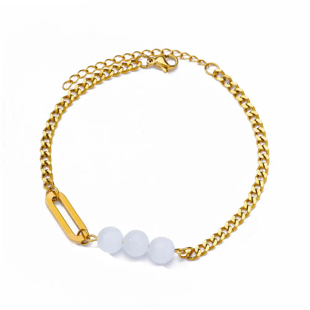 Colorful Boho Drops Anklets For Women Gold Color Stainless Steel Geometric Anklet Luxu close-up view