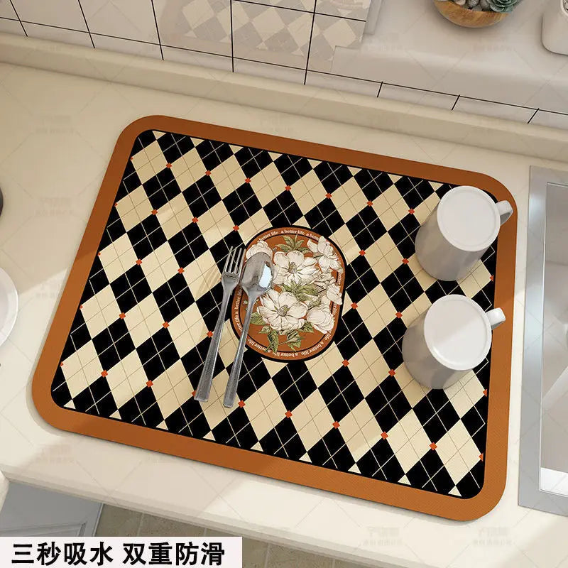 Mat Antiskid Draining Coffee Dish Drying Mat Quick Dry Bathroom Drain Pad Tableware M lifestyle view