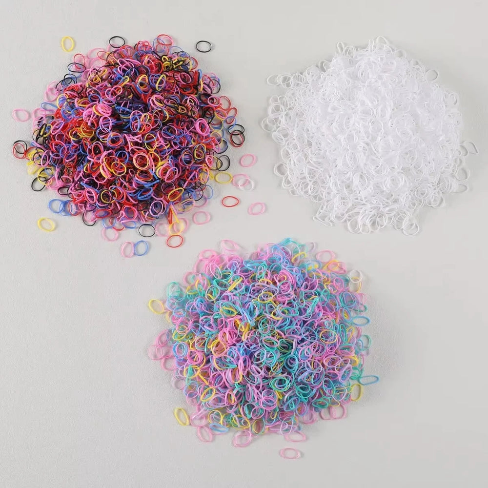 1500PCS Disposable Rubber Band Hair Ties for Girls Colorful Children's Headband Ponyt alternate view