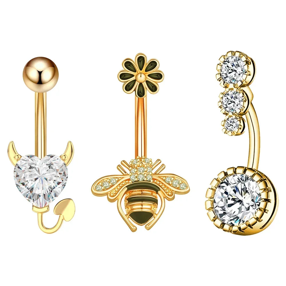 Belly Button Piercings Set Dangled Curved Navel Piercing Ombligo Pack Belly Rings Jew lifestyle view