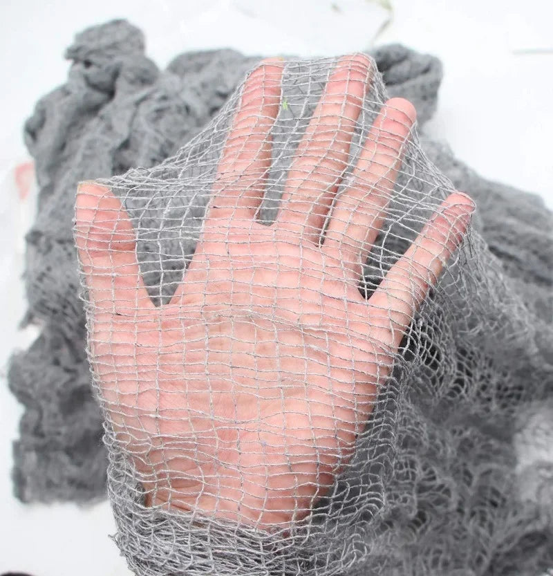 Creepy Gauze Cloth Window Table Door Net Spooky Fancy Dress Party Haunted House Wall close-up view