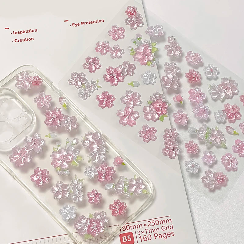 Korean Import Original NEKONI Sakura Cherry Blossom Pink 3D Relief Stickers Scrapbooking Diy Journal Cute Stationery Sticker
