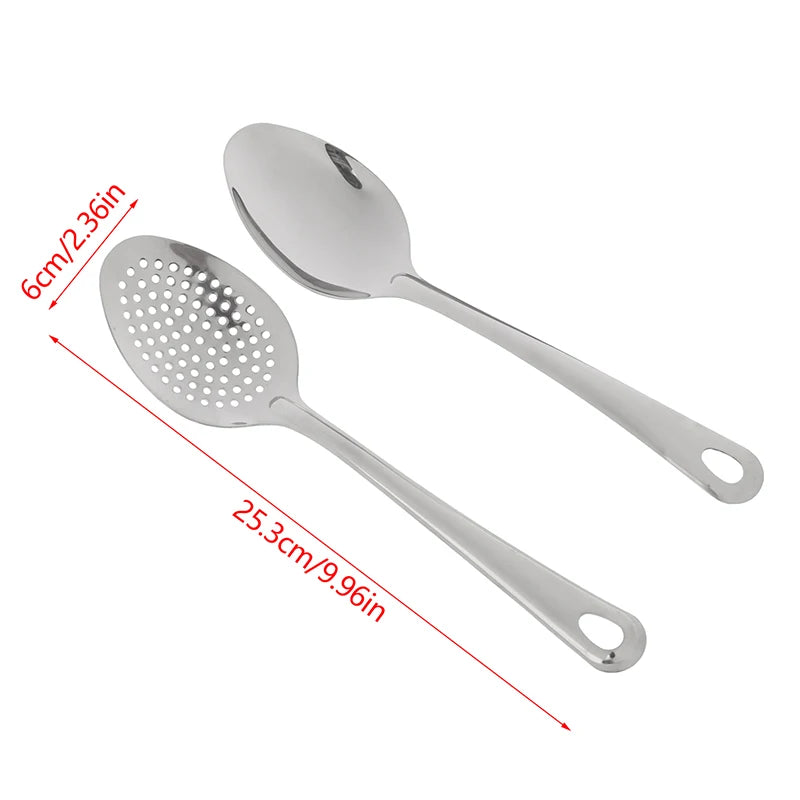 Stainless Steel Strainer Spoon | Perforated Colander Spoon for Kitchen Cooking additional angle