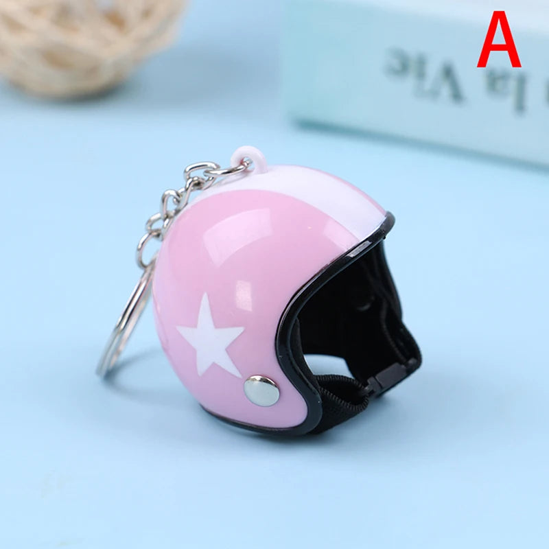 Mini Motorcycle Helmet Keychain | Cute Metal Key Ring for Women and Men additional angle