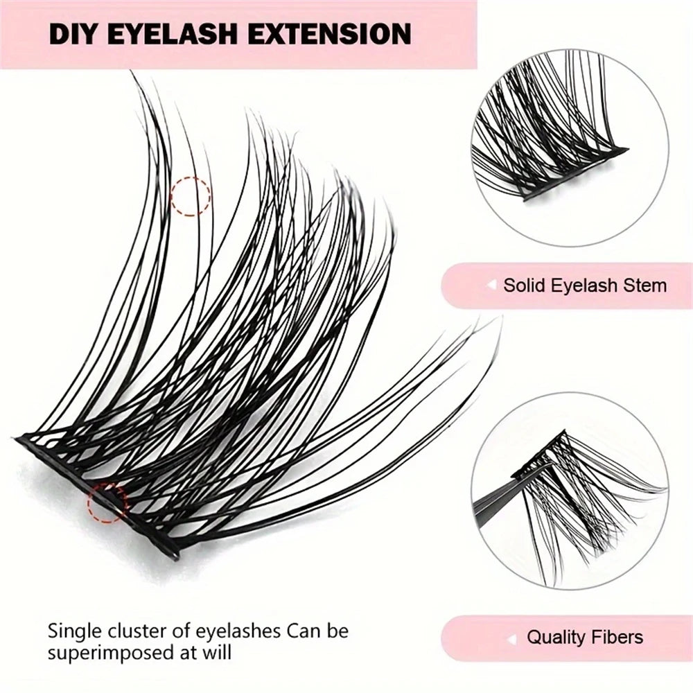 120 Pieces of Natural Appearance D Curling Mascara Clusters (8-16 mm), Mascara Extension Kit