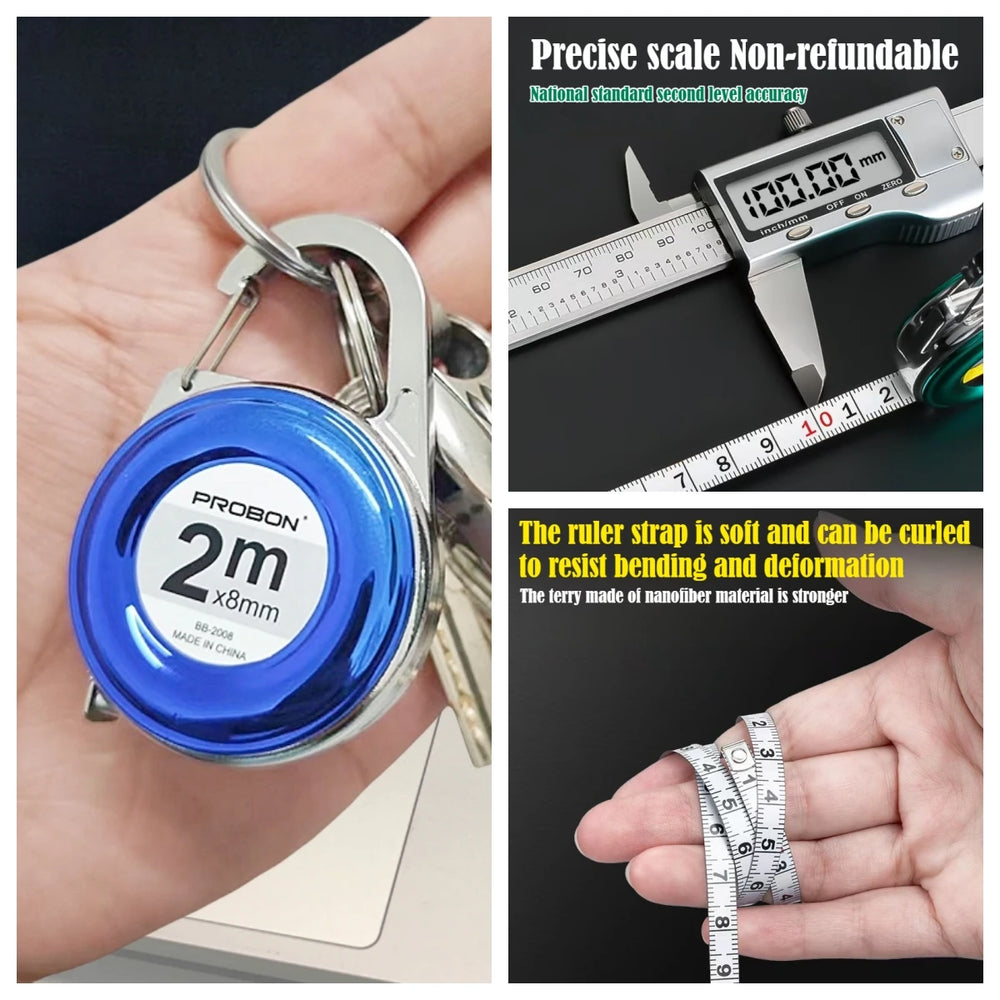 2M Keychain Tape Measure Portable Mini Measuring Ruler Essential forMeasuring Tools P alternate view