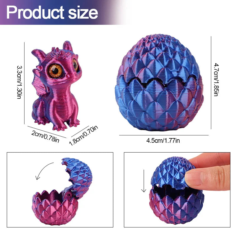 Cute 3D Printed Dragon Eggs with Mini Dragon Surprise Toys for Kids Birthdays Party Favo detail view