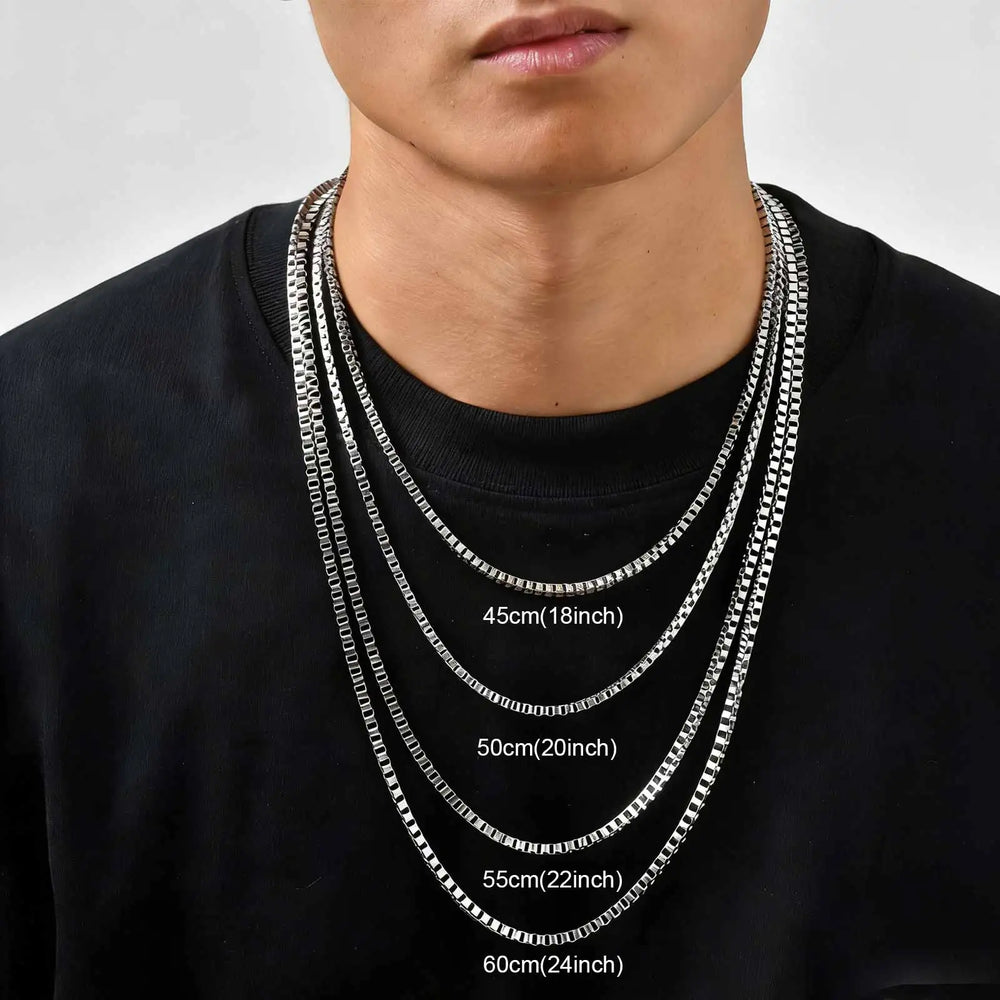 Stainless Steel Box Chain Necklace | 1/2/3mm Thin Square Link Choker for Men and Wome alternate view