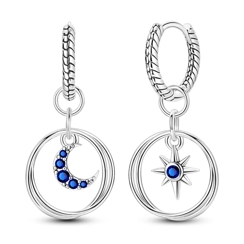 Original 925 Sterling Silver Blue Zirconium Butterfly Earrings Colored Hoop Earrings alternate view
