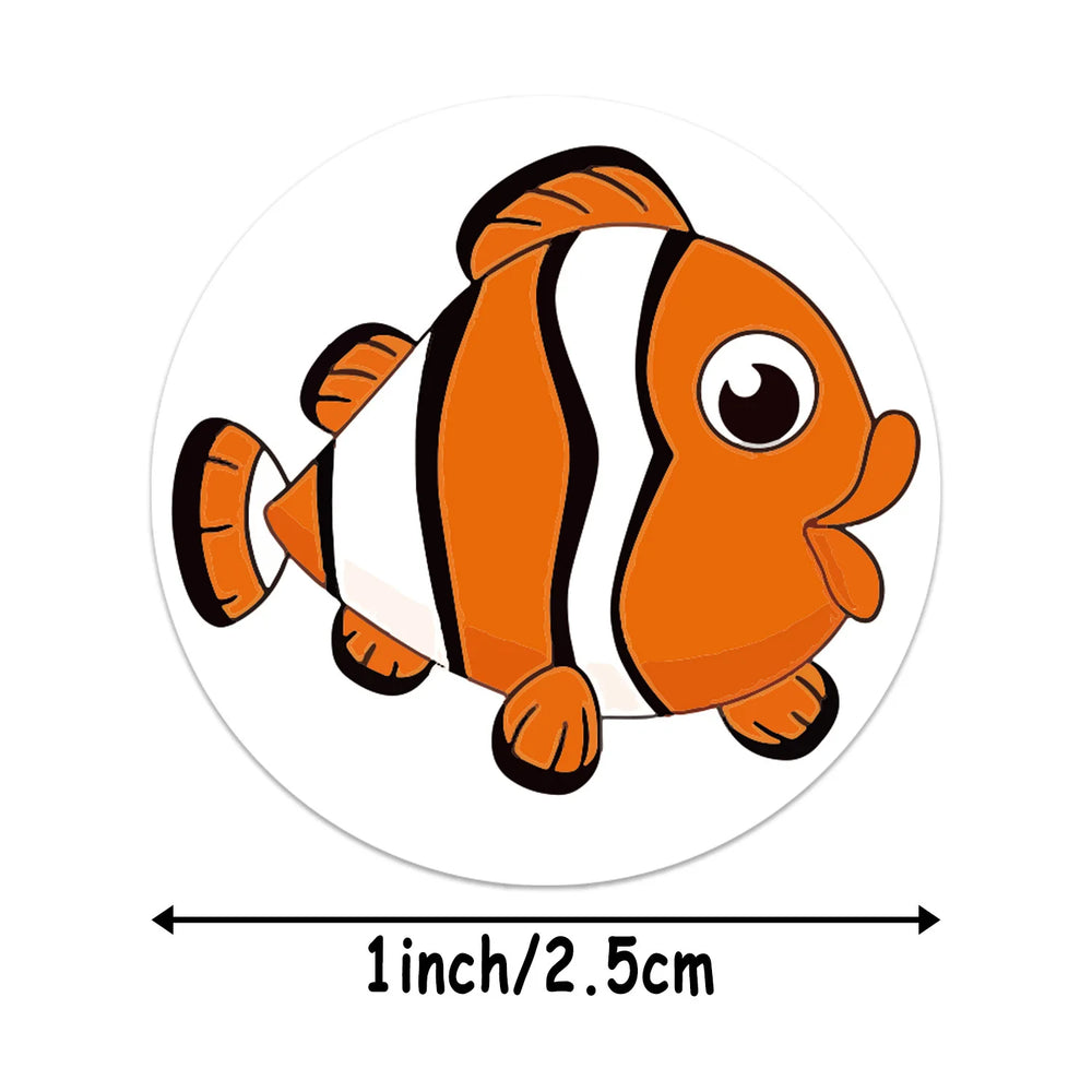 500 Cute Sea Animal Stickers for Kids Reward Labels | Encouragement Sticker Roll alternate view
