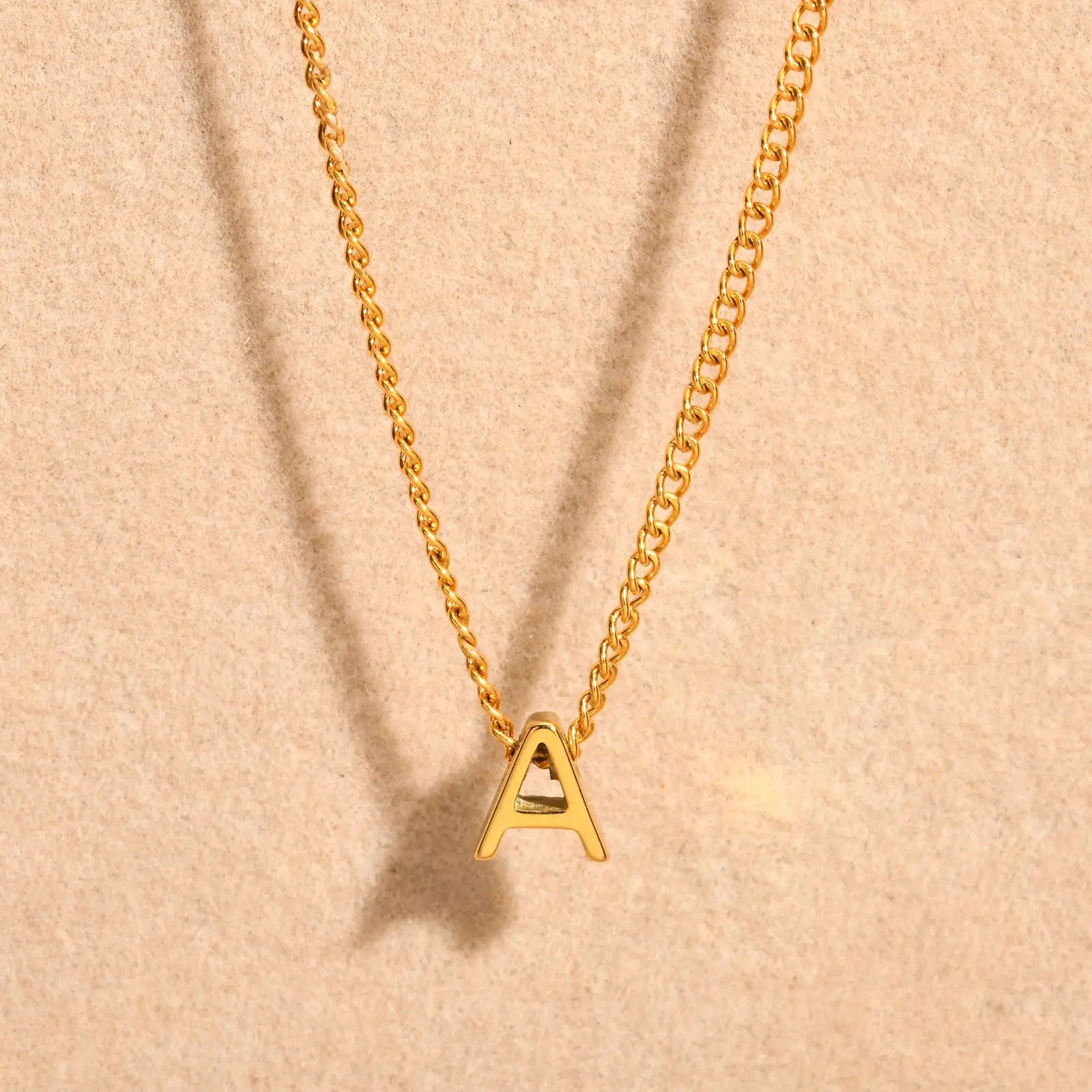 Vnox Chic Tiny A-Z Letters Necklaces for Women Girls, Gold Color Stainless Steel In additional angle