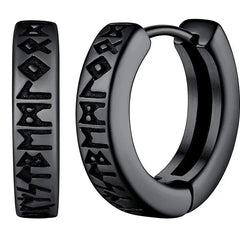 Viking Rune Hoop Earrings | Stainless Steel Norse Jewelry for Men and Women