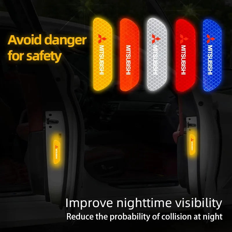 4Pcs Car Door Safety Warning Sticker Reflective Mark Decal | For Mitsubishi Lancer Ra alternate view